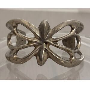 Vintage Navajo Sand Cast Butterfly Sterling Silver Cuff Bracelet 50g